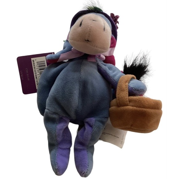 Disney Store EEYORE w/ EASTER BUNNY BASKET Winnie the Pooh Bean Bag Plush - Picture 5 of 10